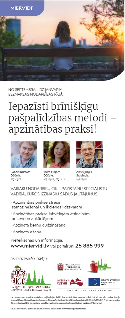 Apzinātības prakses nodarbību plakāts