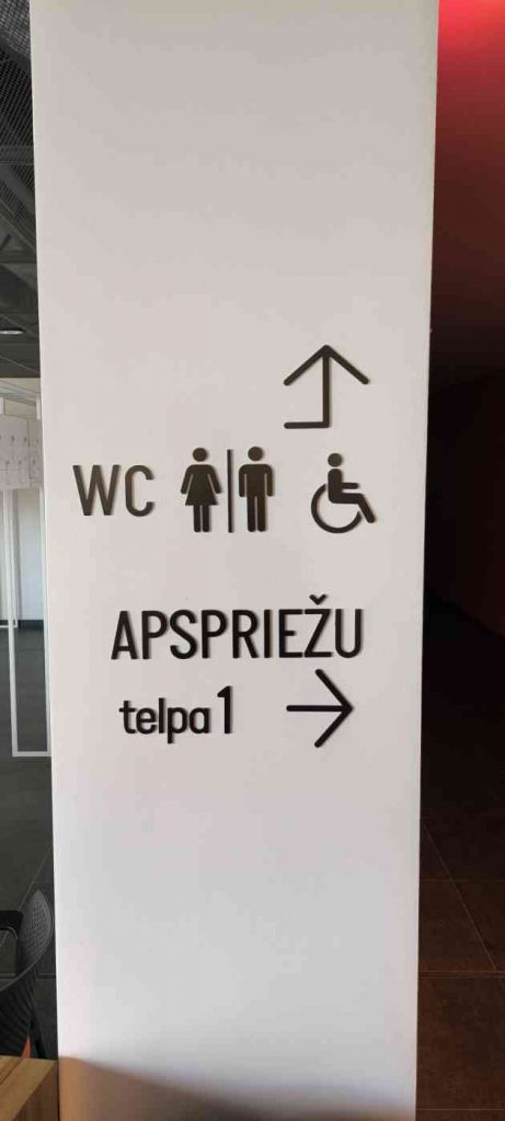 Uz balta fona plāksnes vairākas melns krāsas piktogrammas ar norādēm