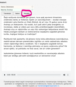 Apvilkt vārds "kaceklis". Lodziņā izlasāms īss raidījuma satura atstāsts