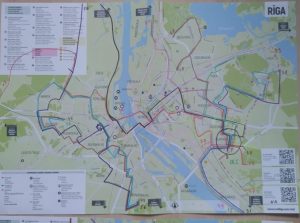Karte ar Rīgas satiksmes autobusu maršrutiem